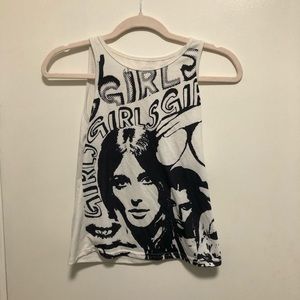 Girls screenprint black and white tank top
